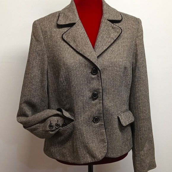 TRIBAL women’s WOOL SILK COTTON Blazer jacket size 12 lapel Notch-collar - Picture 7 of 11